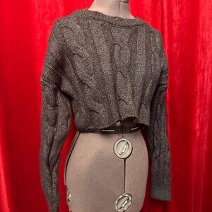 Cropped Distressed Sweater